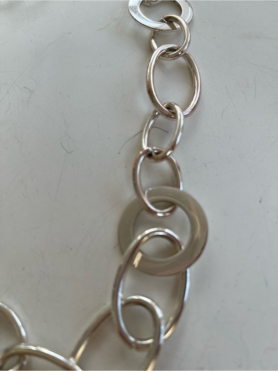 Source Unknown Jewelry - Silver-Tone Link Necklace with Round Accent